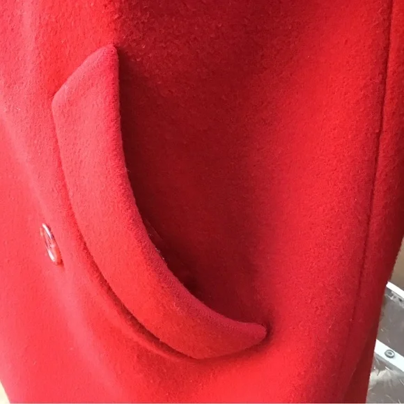 Vintage J.G. Hook Red Double-Breasted 100% Wool Long Coat - Picture 9 of 16